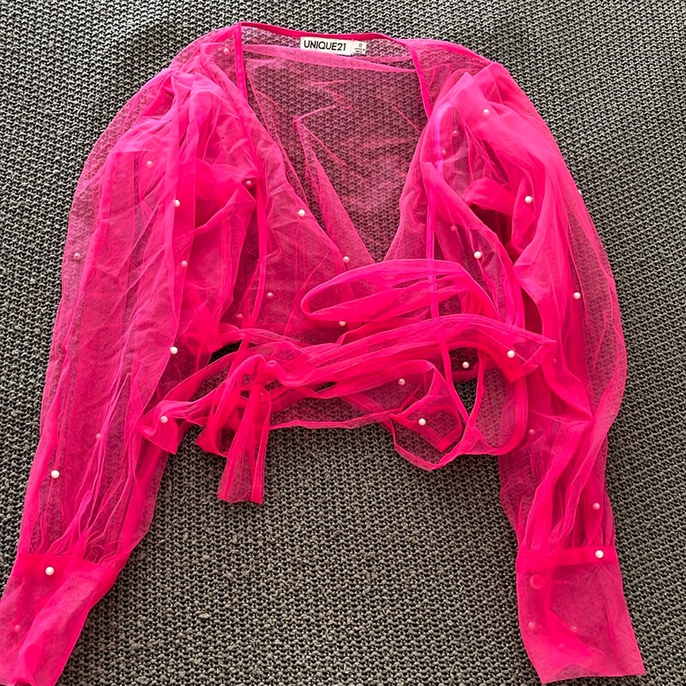 Organza Tie Front Top